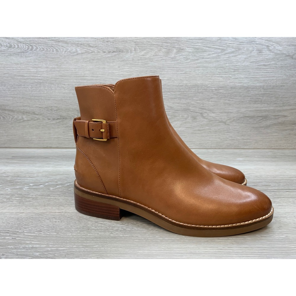 Cole Haan Grand.OS Women's British Tan Leather Ankle Boots Buckle Bootie 9.5